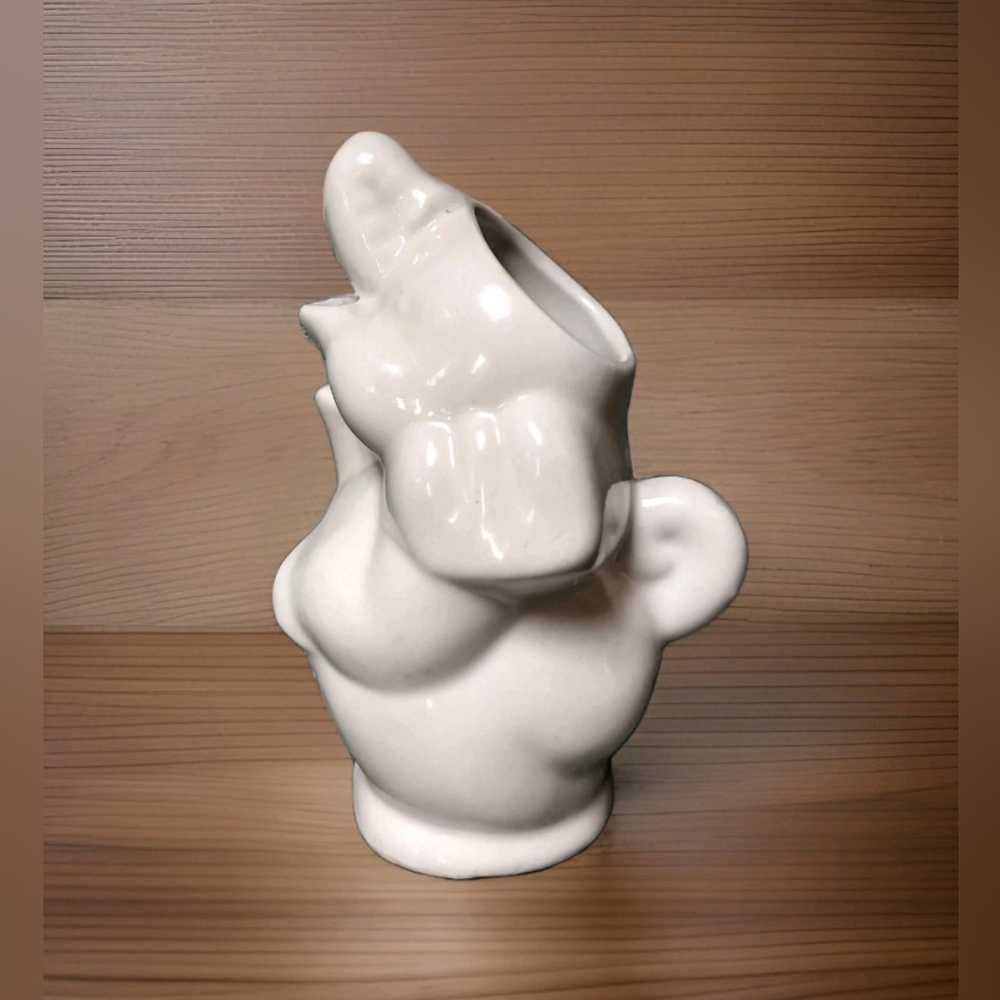 Small Vintage Pottery Elephant Creamer White